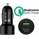 Caricabatteria da Auto QC3.0 Carica Rapida 6 A. 30W 2 Uscite