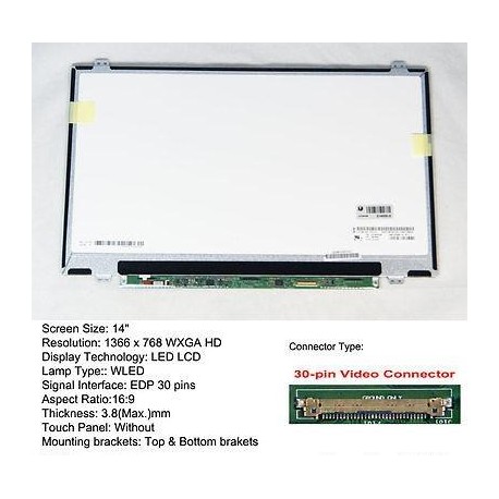 Display B140XTN02.D 14.0 slim 30pins glossy