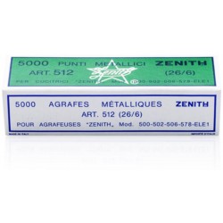 Punti metallici ZENITH 512 mis. 26/6 - 1 scatola da 5000pz.