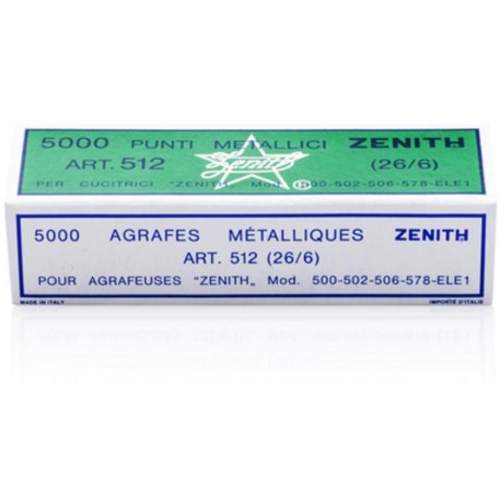 Punti metallici ZENITH 512 mis. 26/6 - 1 scatola da 5000pz.