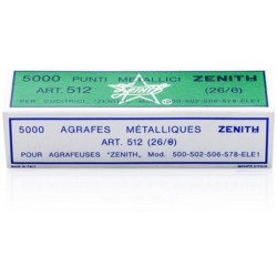 Punti metallici ZENITH 512/E mis. 26/8 - 1 scatola da 5000pz