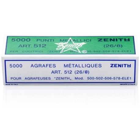 Punti metallici ZENITH 512/E mis. 26/8 - 1 scatola da 5000pz