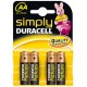4 pile MN1500 stilo 1,5v SIMPLY Duracell - blister