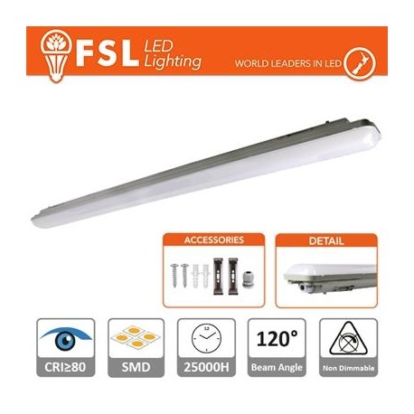 Plafoniera Stagna 48W - 4000K 4100LM 120º 1480x85x66mm IP65