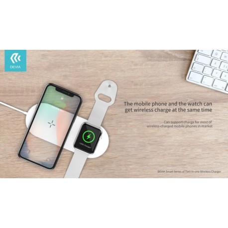 Caricatore Wireless 2 in 1 per iPhone ed Apple Watch 12W