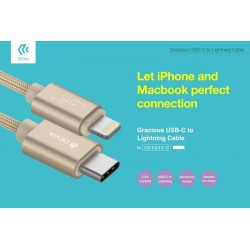 Cavo Dati e Carica da Lightning a USB Tipo C 2.4 A. Grigio