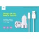 Suit Carica Auto 2 Out e Cavo Dati da Auto USB Tipo C Bianco