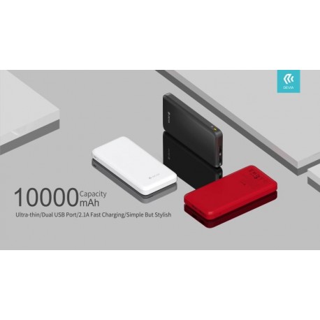 Power Bank 10.000 mAh Doppia Uscita Usb 2.1 A. Nero