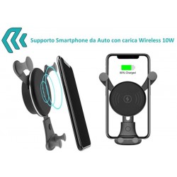 Supporto Smartphone da Auto con carica Wireless 10W Nero