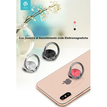 Anello supporto smartphone con Sistema anti onde Nero