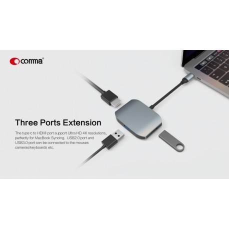 Adattatore da Type-C ad HDMI Ultra HD 4K e Usb 3.0