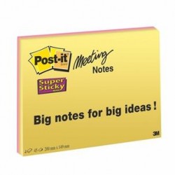 Post-it® Super Sticky Meeting Notes NEON 200 x 149 mm  4 pz.