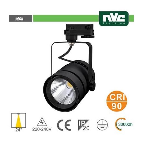 Proiettore a Binario - 35W 4000K 2100LM 24° CRI +90 NERO