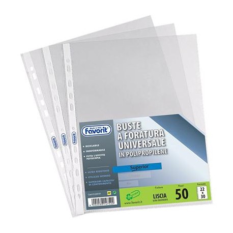Buste in Plastica Universali FAVORIT - SUPERIOR Liscia 50pz