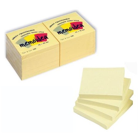 12 x Foglietti MEMOIDEA 75x75 mm. giallo pastello