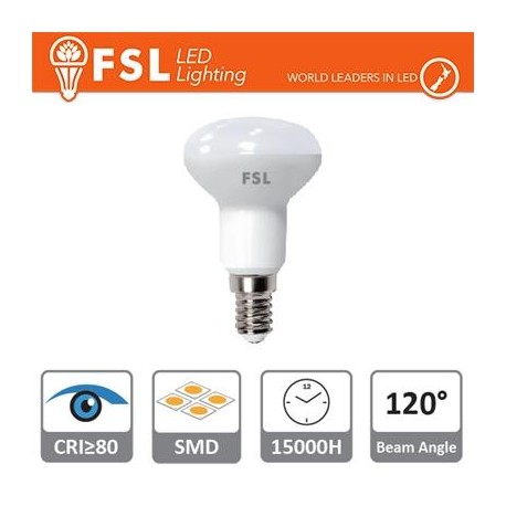 R50 - 6W 6500K 420LM 120º 50x83mm CRI80 E14 25.000H
