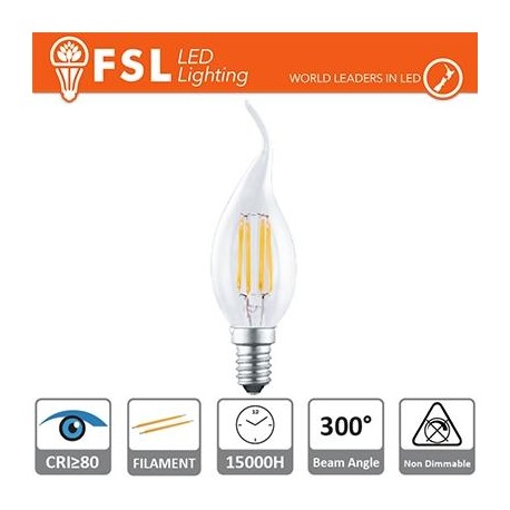 BT35 - 2W 2700K 250LM 300º 35x115mm CRI80 E14 15.000H