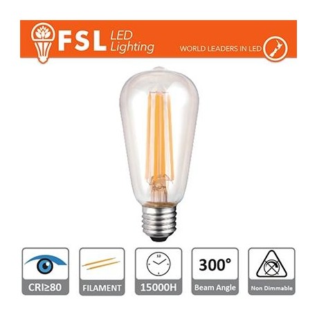 ST21 - 4W 2700K 450LM 300º 62x140mm CRI80 E27 15.000H