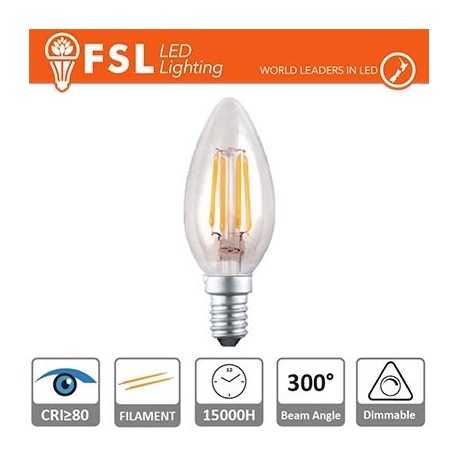 C35 DIM - 4W 2700K 400LM 300º 35x98mm CRI80 E14 15.000H