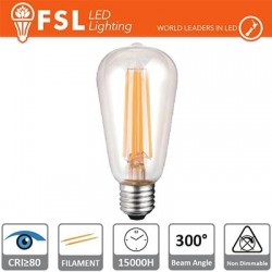 ST64 - 6W 2700K 800LM 300º 35x115mm CRI80 E27 15.000H