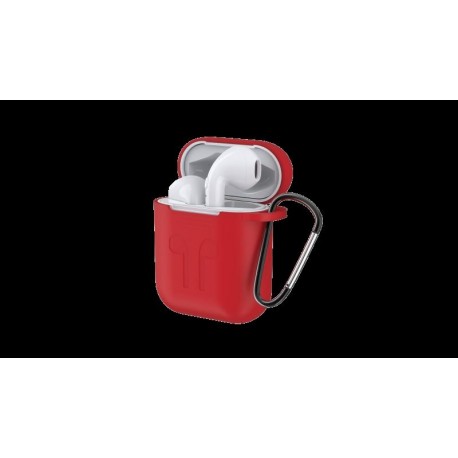 Custodia protettiva Rossa in silicone per AirPods con gancio