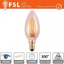 C35 - 4W 2200K 330LM 300º 35x98mm CRI80 E14 15.000H
