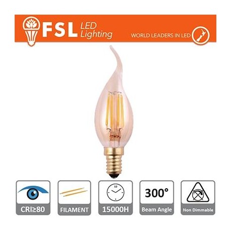 BT35 - 4W 2200K 300LM 300º 35x115mm CRI80 E14 15.000H