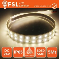 Striscia LED 5050 - 5Metri 12W 1000Lm 4000K 24V IP65 60led
