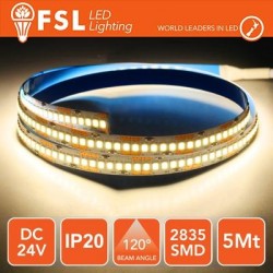 Striscia LED 2835 - 5Metri 16W 1800Lm 3000K 24V IP20 240led