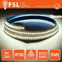 Striscia LED 2835 - 5Metri 16W 1800Lm 6500K 24V IP20 240led