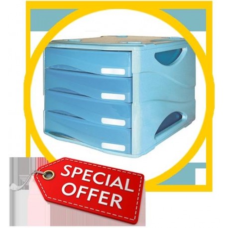 CASSETTIERA Smile ARC 4 cassetti AZZURRO traslucido - 2 pz